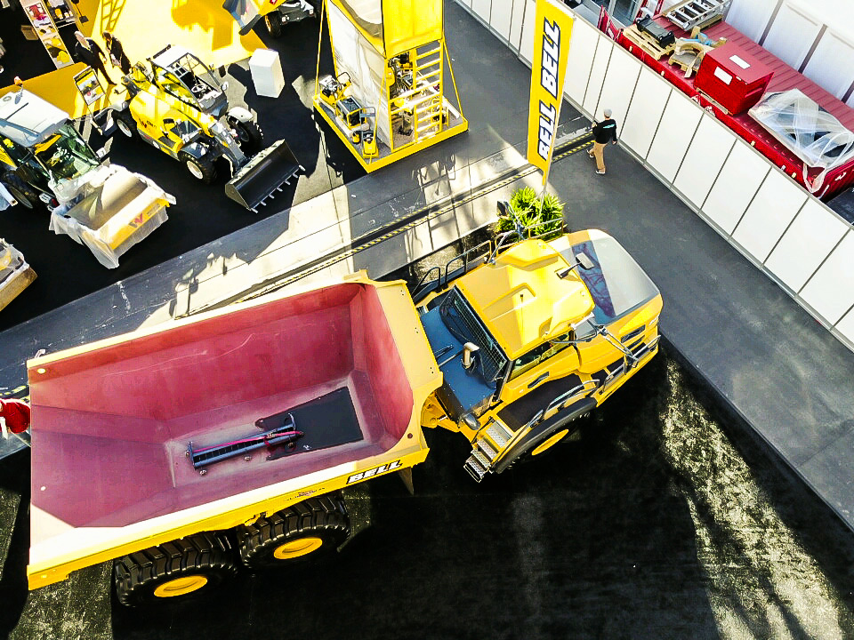 Drone shot of the B60E ADT at CONEXPO-AGG/CON 2017