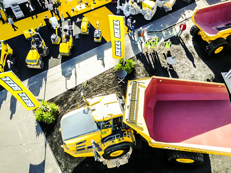 Drone shot of the BTA stand at CONEXPO-AGG/CON 2017
