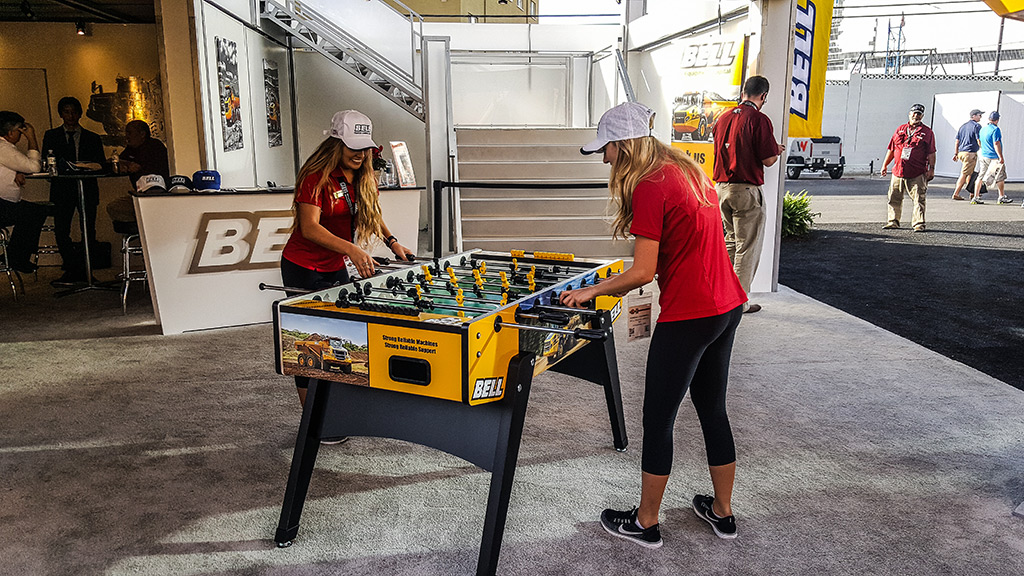 Kendall & Lauren playing foosball 